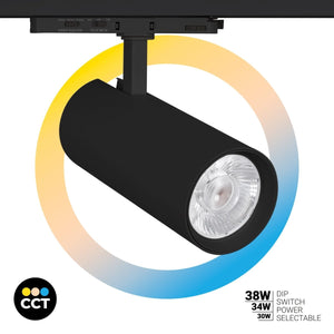 Proyector LED para carril trifásico - Potencia ajustable: 30W/ 34W/ 38W - CCT - CRI 90 - Barcelona Led-