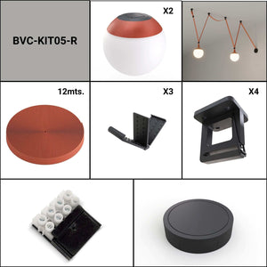 Lámpara configurable "Axia 5" - KIT 2 lámparas bola 12W + cinta textil eléctrica + accesorios (15)