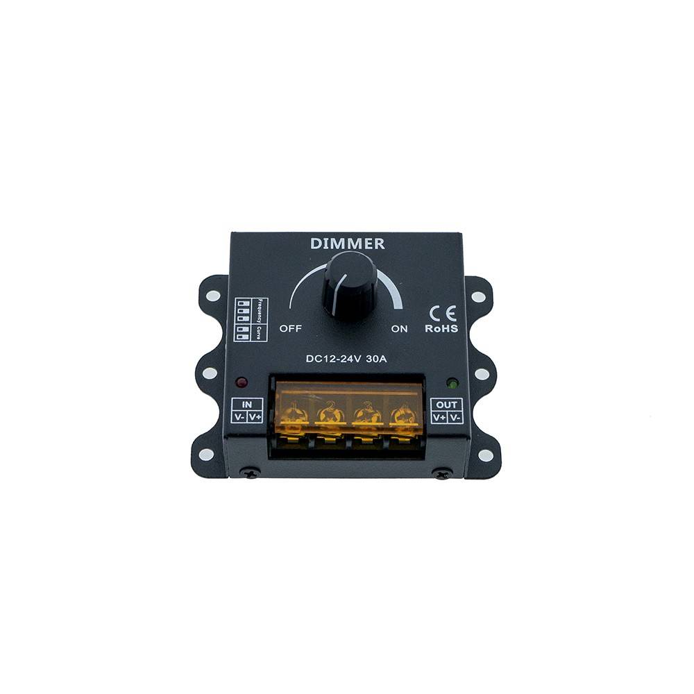 Dimmer manual PWM 12-24V DC - 30A - Frecuencia y curva de regulación ajustables