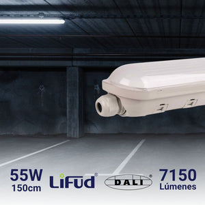 Pantalla estanca LED lineal enlazable- Regulable DALI - CCT - 150cm - 55W - Driver LIFUD - IP65 (1)