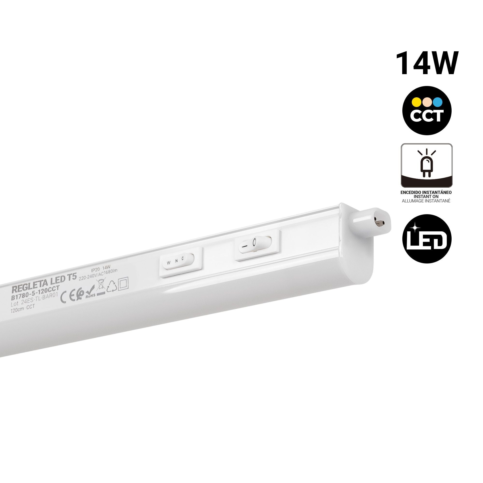 Regleta LED bajo mueble T5 - 14W - CCT - 120 cm - Opal (1)