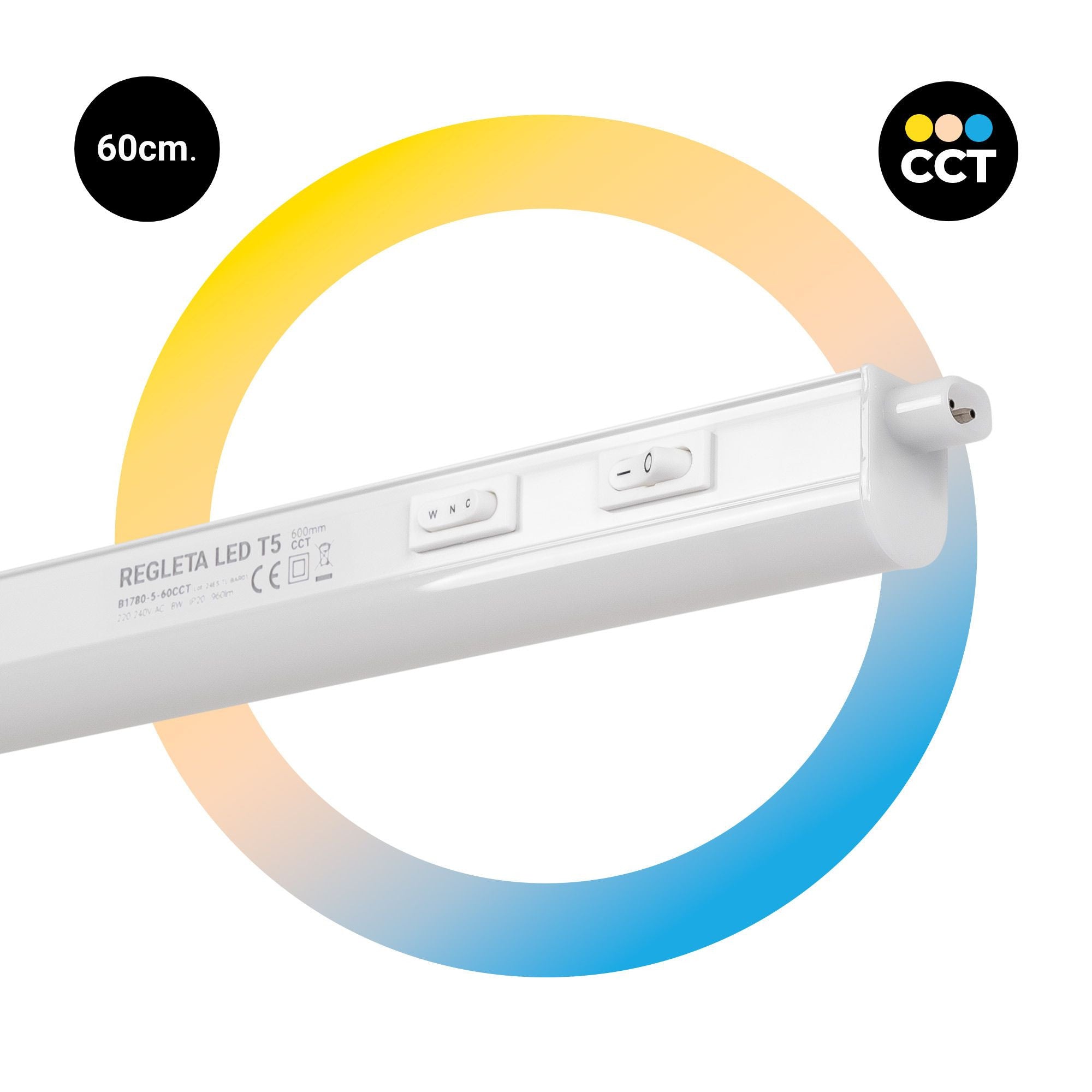 Regleta LED bajo mueble T5 - 8W - CCT - 60 cm - Opal