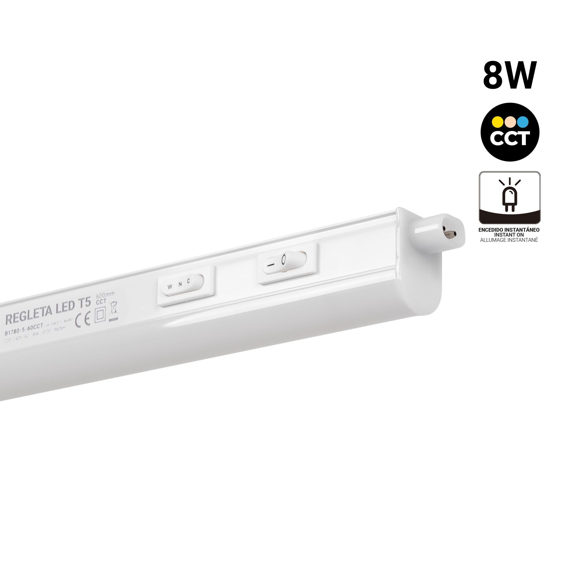 Regleta LED bajo mueble T5 - 8W - CCT - 60 cm - Opal (1)