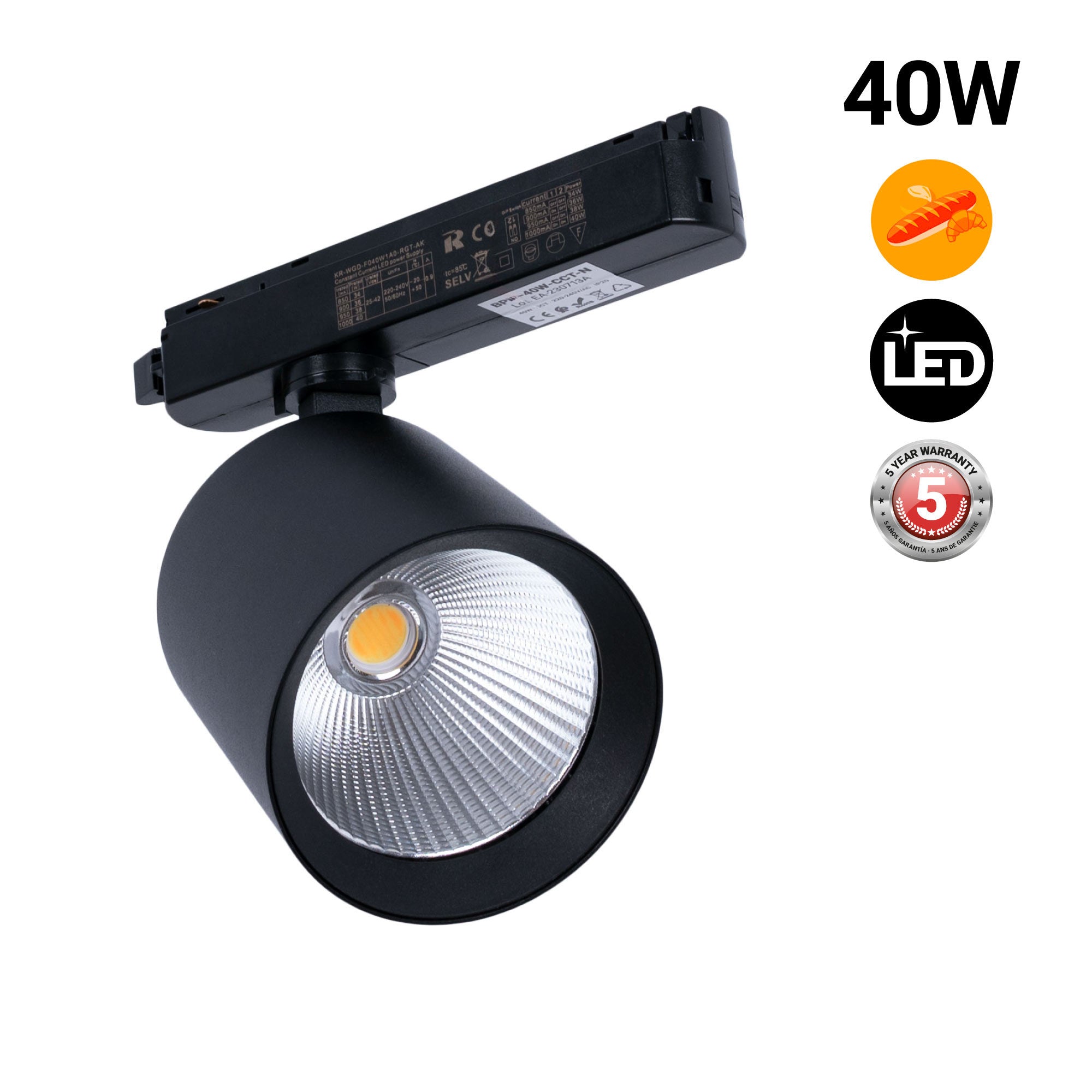 Proyector LED para carril monofásico 40W - Panaderías