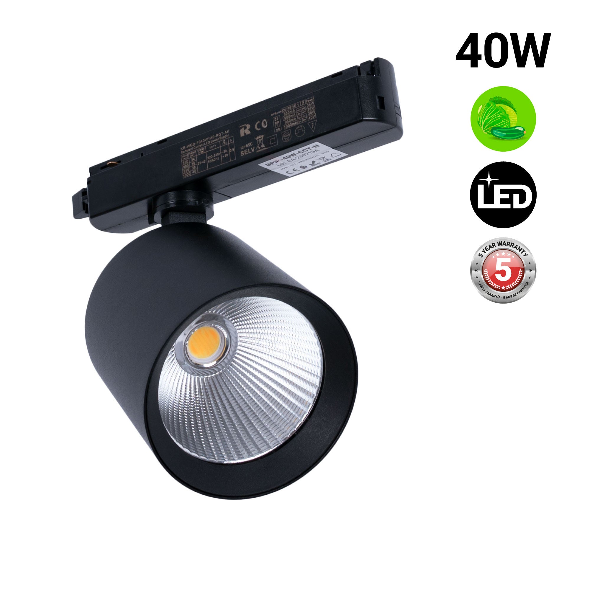 Proyector LED para carril monofásico - Verdulerías - 40W
