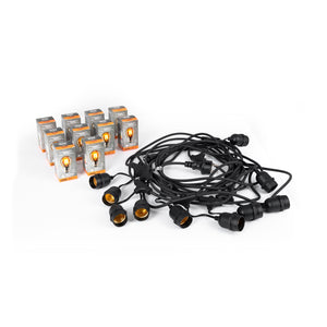 Kit guirnalda luces exterior 11,5 metros + 10 bombillas LED G45/E27 filamento 4W - 2200K - IP44 (5)