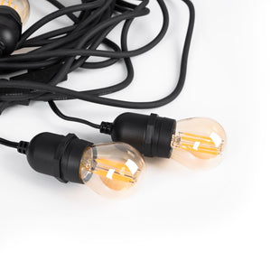 Kit guirnalda luces exterior 11,5 metros + 10 bombillas Regulables LED G45/E27- 4W - 2200K - IP44 (10)