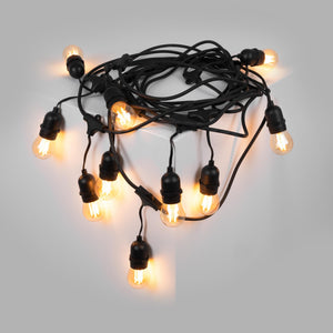 Kit guirnalda luces exterior 11,5 metros + 10 bombillas LED G45/E27 filamento 4W - 2200K - IP44 (9)