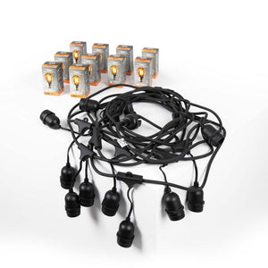 Kit guirnalda luces exterior 11,5 metros + 10 bombillas Regulables LED G45/E27- 4W - 2200K - IP44 (19)