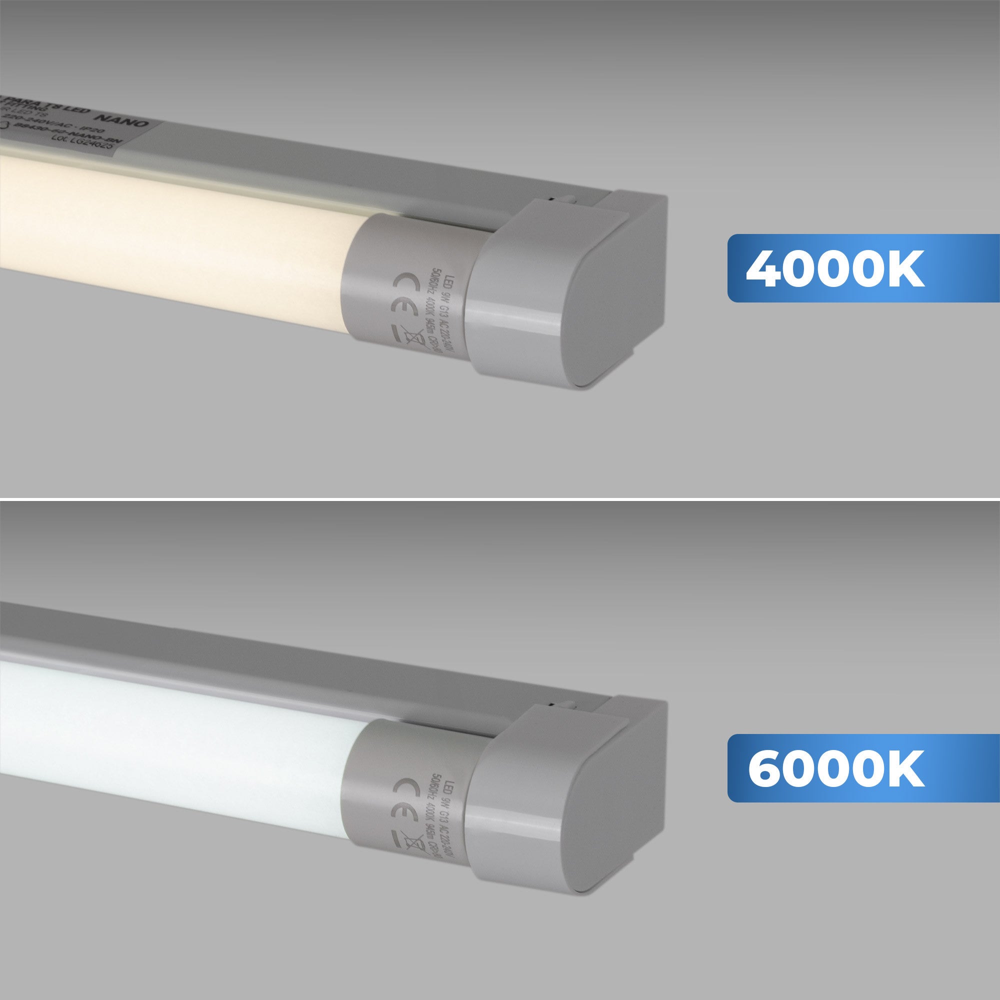 Kit regleta portatubos + tubo LED T8 - 9W - 60cm (1)