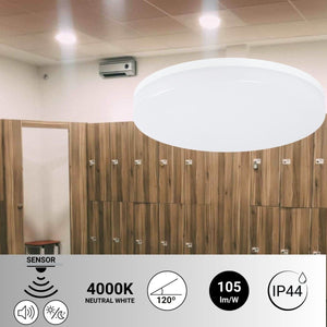 Plafón LED techo 18W - Sensor de sonido + sensor crepuscular - IP44 - Ø26 cm - Barcelona Led-