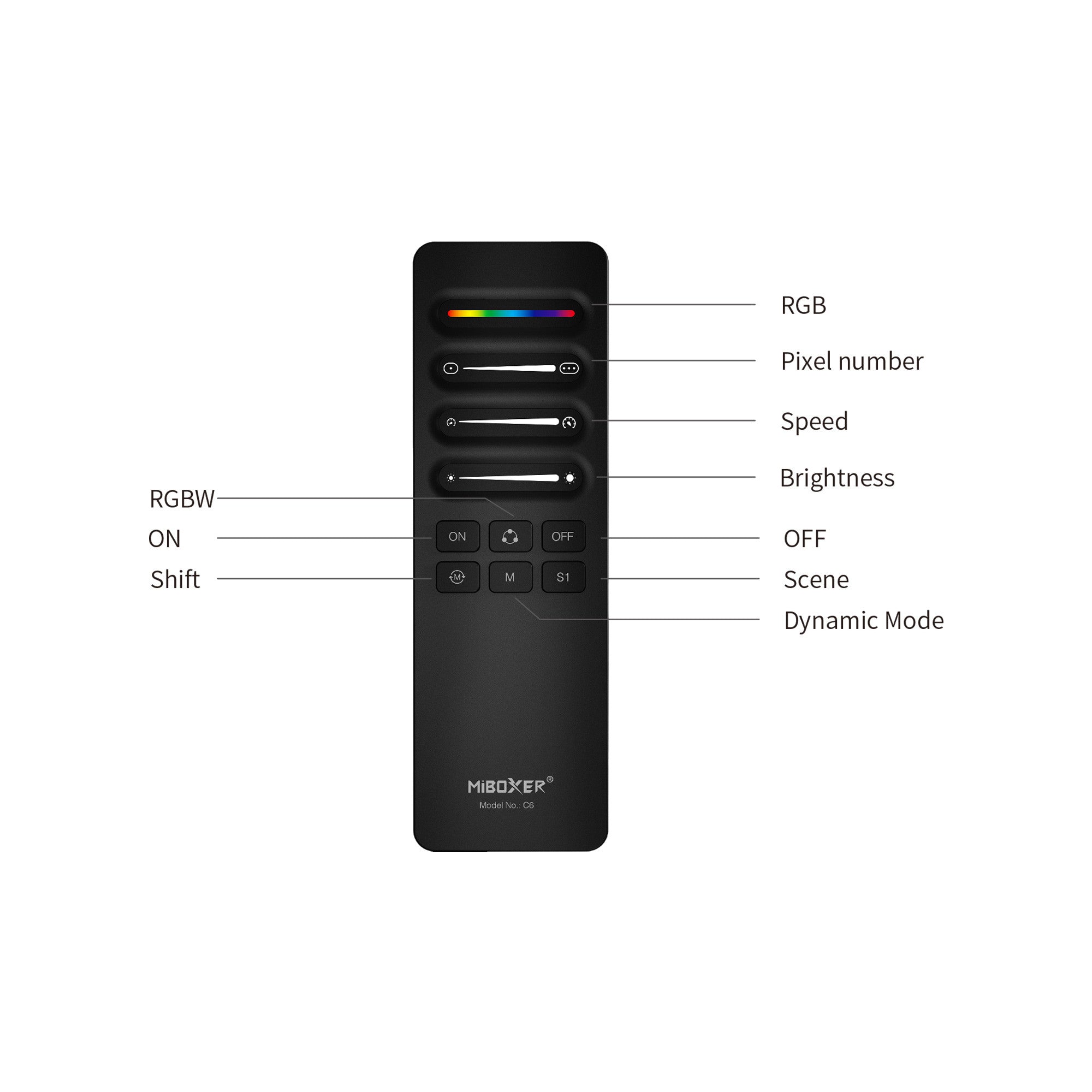 Mando a distancia para tiras LED SPI / IC - RGB - RGBW - RF 2.4Ghz - Mi Light - C6 (1)