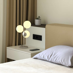 Lámpara de mesa bola cristal triple "ROM" - 3 x E27 - Ø 15cm (5)