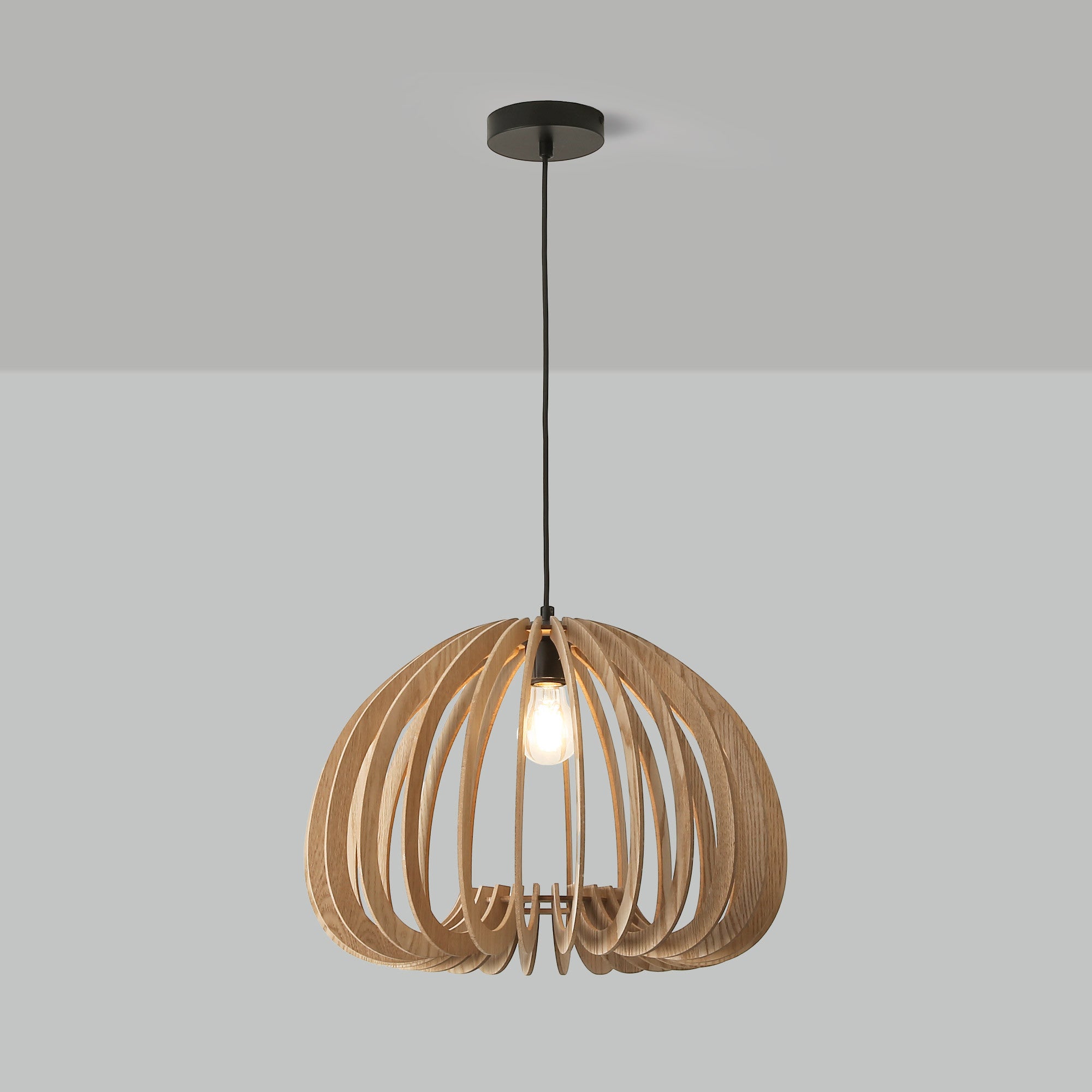 Lámpara colgante madera "MARGE" - Ø 45cm - E27 (1)