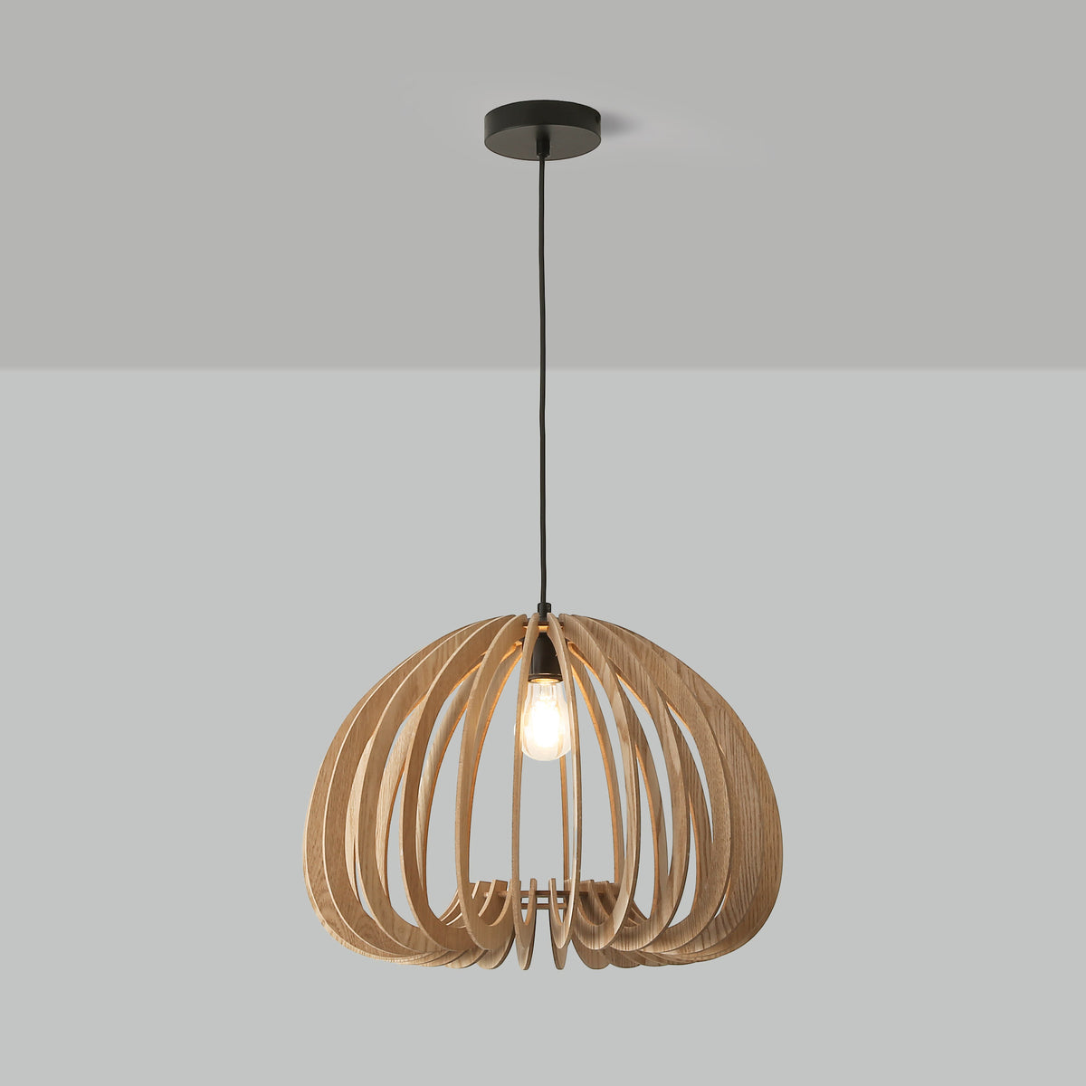 Lámpara colgante madera "MARGE" - Ø 45cm - E27 (1)
