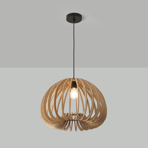 Lámpara colgante madera "MARGE" - Ø 45cm - E27 (6)