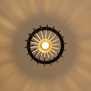 Lámpara colgante madera "HUNTEL" - Ø 30cm - E27 - Barcelona Led-Decoración