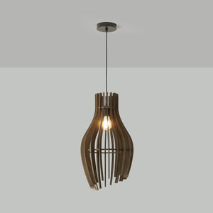 Lámpara colgante madera "HUNTEL" - Ø 30cm - E27 - Barcelona Led-Decoración