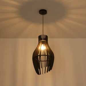 Lámpara colgante madera "HUNTEL" - Ø 30cm - E27 (8)