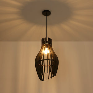 Lámpara colgante madera "HUNTEL" - Ø 30cm - E27 (8)