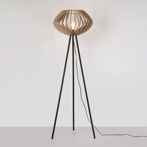 Drewniana lampa podłogowa