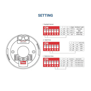 Sensor de movimiento por microondas - Superficie - DIP Switch - Techo/pared - Barcelona Led-