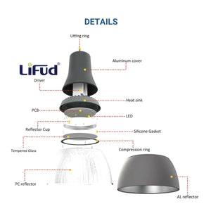 Campana LED comercial CCT - (25W / 40W / 60W / 80W) - Difusor policarbonato - UGR19 - Driver Lifud - Barcelona Led-