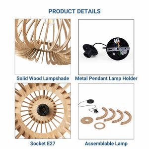 Lámpara colgante madera "BURMA" - Ø 45cm - E27 (20)