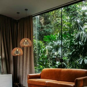 Lámpara colgante madera "MARGE" - Ø 45cm - E27 (17)