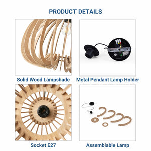 Lámpara colgante madera "MARGE" - Ø 45cm - E27 (19)
