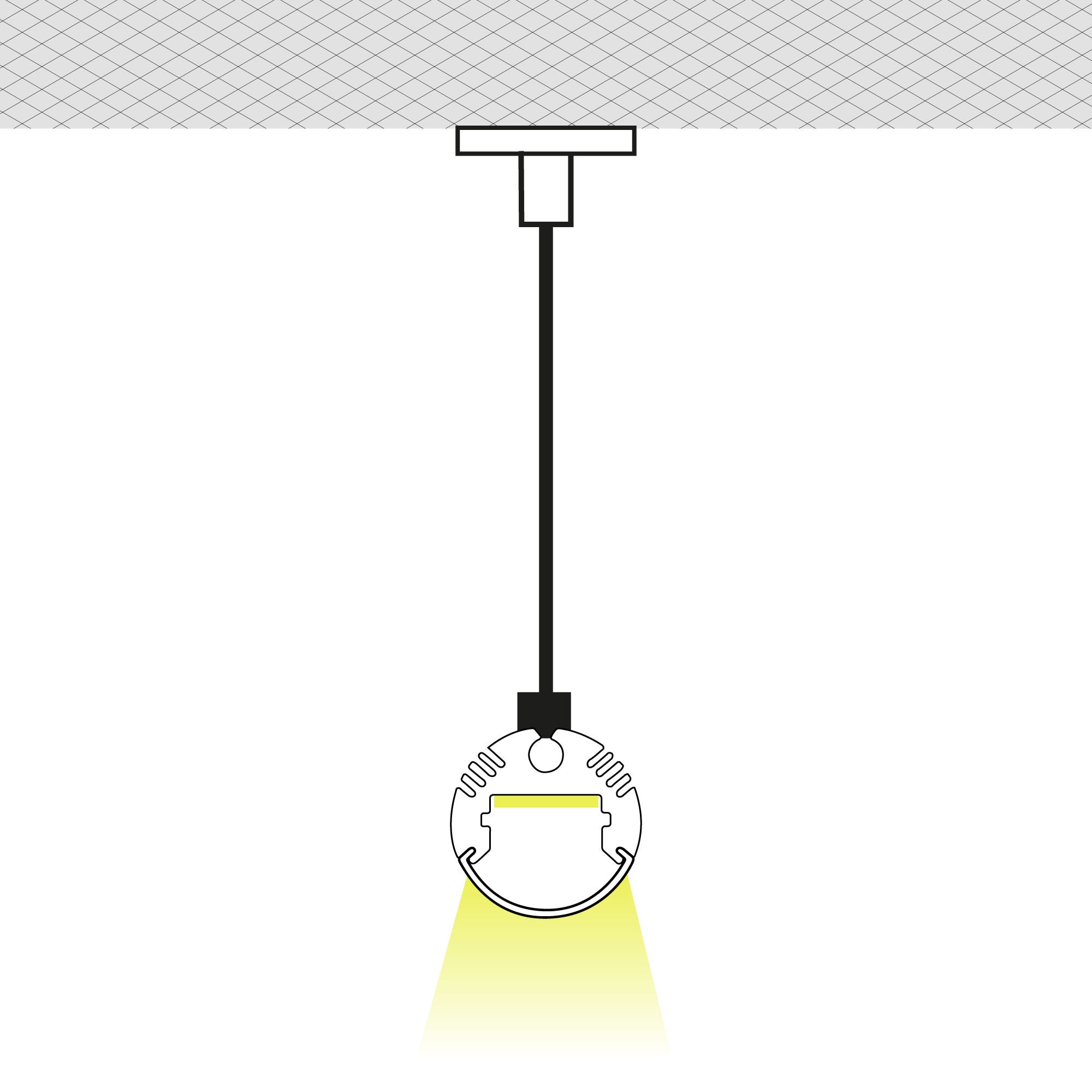 Perfil tira LED cilíndrico - ø 20mm - Con difusor - Superficie / Suspensión - 2 metros (1)