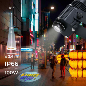 Proyector de logos LED GOBO 100W fijo exterior - 4 cristales - Óptica 18° - IP65 (1)
