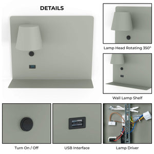 Aplique de pared para lectura con puerto USB "BASKOP" - 6W - Izquierda - Barcelona Led-Decoración