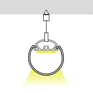 Perfil tira LED suspensión - Ø30mm - Con difusor - 2 metros (1)