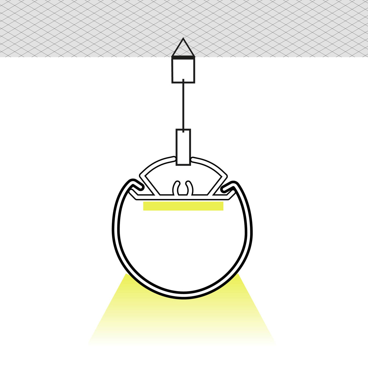 Perfil tira LED suspensión - Ø30mm - Con difusor - 2 metros (1)