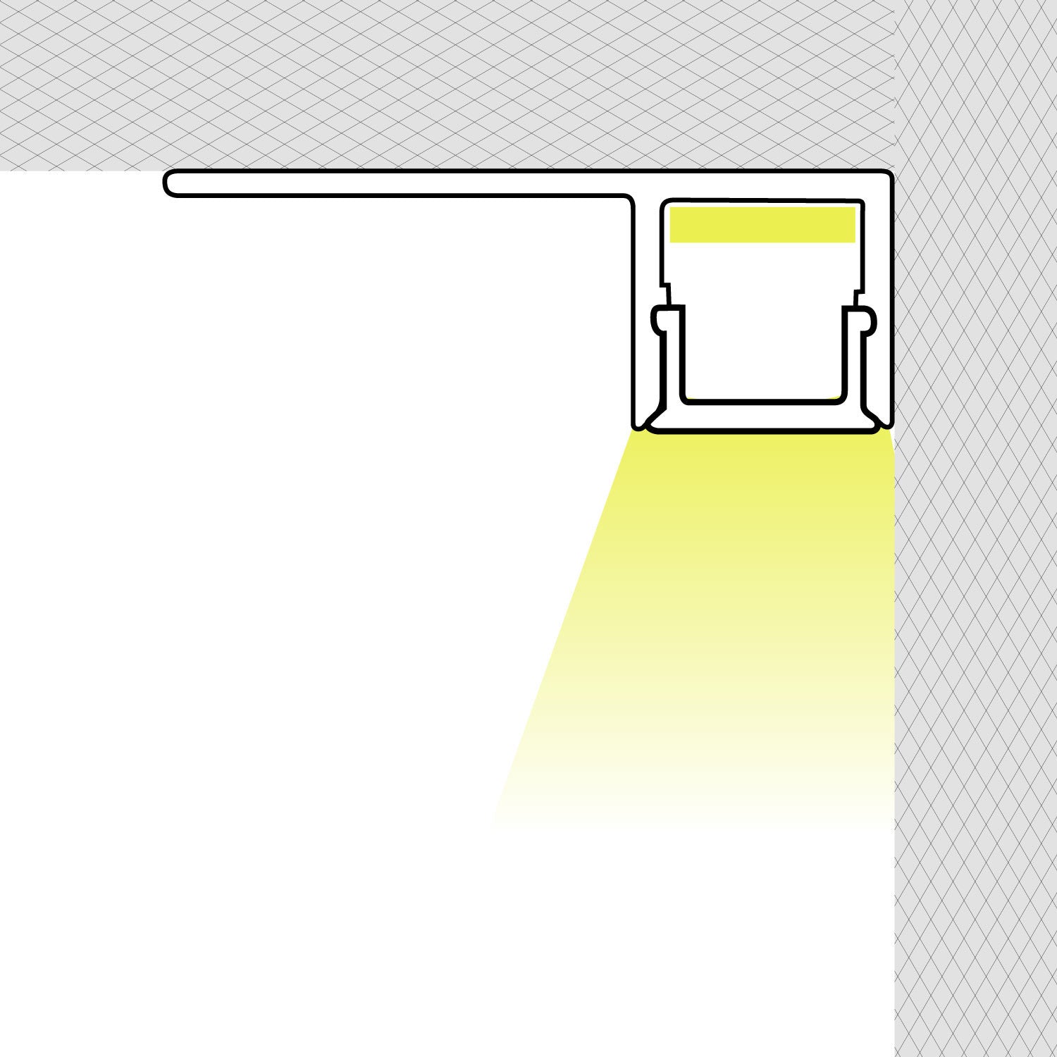 Perfil tira LED integración / trimless - Una aleta - 11x12mm - Con difusor - 2 metros (1)