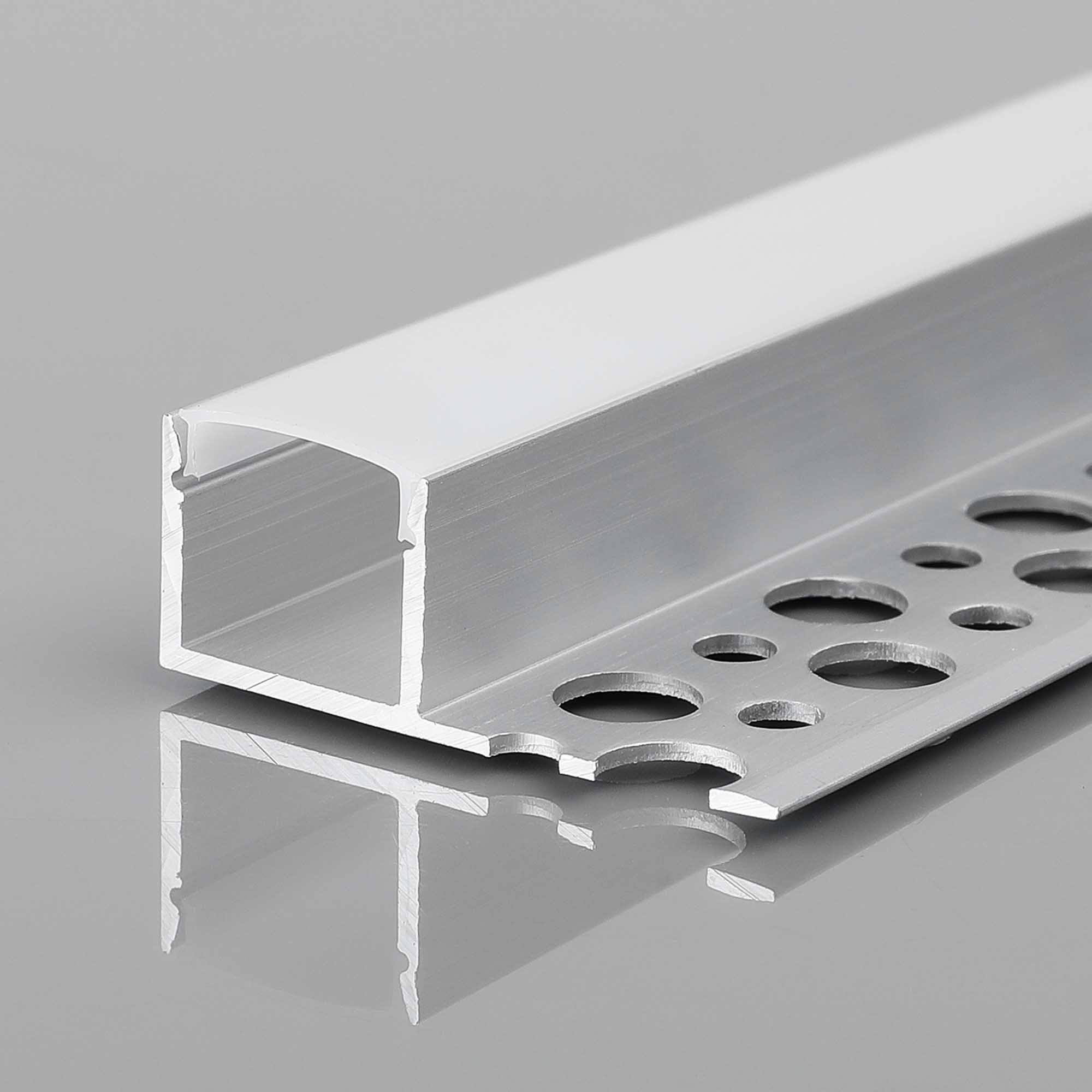 Perfil tira LED integración / trimless - Una aleta - 11x20mm - Con difusor - 2 metros