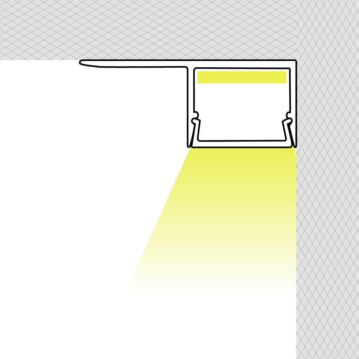 Perfil tira LED integración / trimless - Una aleta - 11x20mm - Con difusor - 2 metros - Barcelona Led-