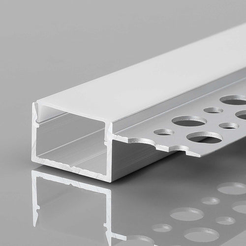 Profilo a scomparsa / trimless per striscia LED - Flangia singola - 9x20 mm - Con diffusore - 2 metri