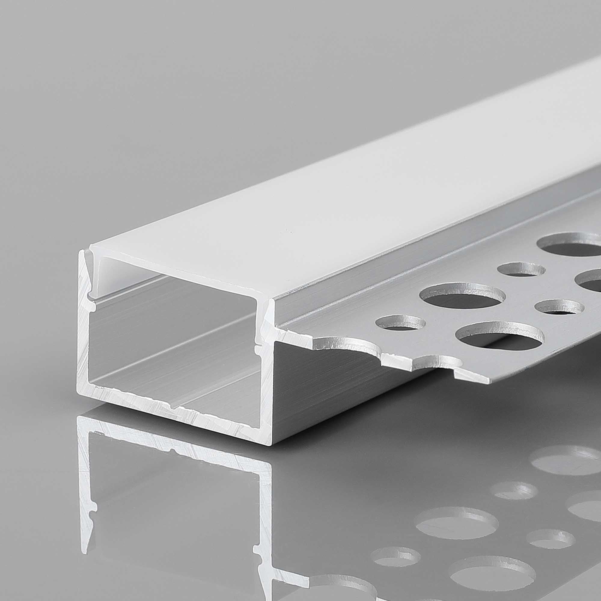 Perfil tira LED integración / trimless - Una aleta - 9x20mm - Con difusor - 2 metros