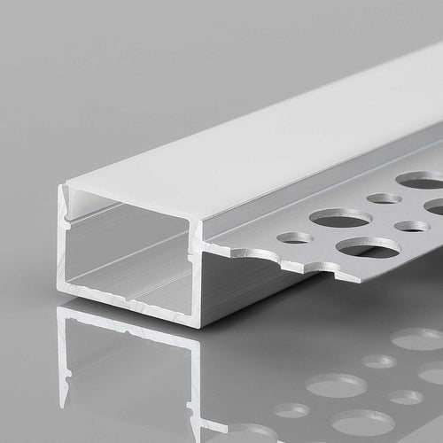 Profile for LED Strip - Recessed / Trimless - Single flange - 9x20mm - With diffuser - 2 meters