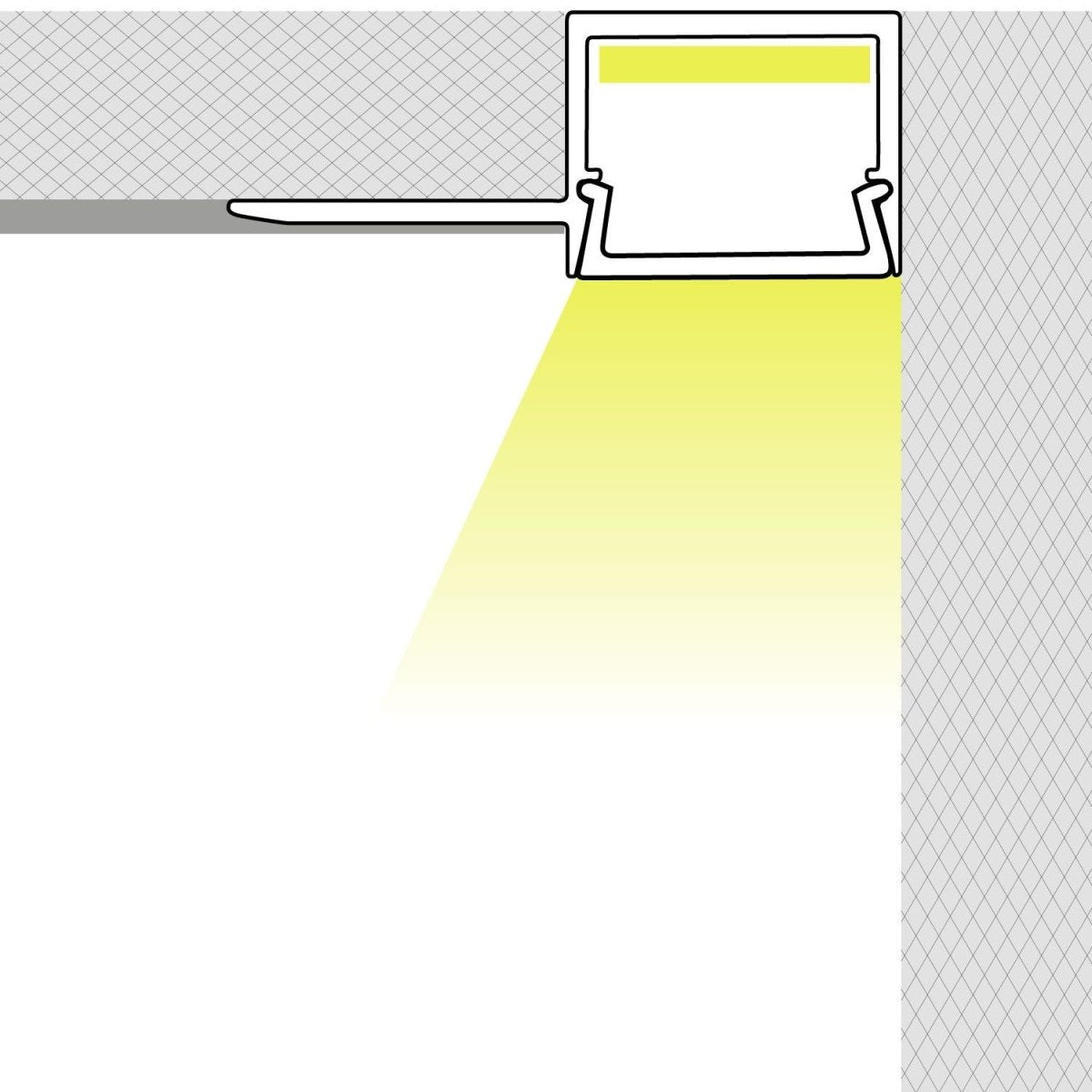 Perfil tira LED integración / trimless - Una aleta - 9x20mm - Con difusor - 2 metros - Barcelona Led-