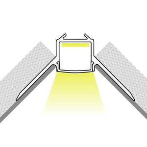 Perfil tira LED integración / trimless esquina interior - Con difusor - 2 metros (1)