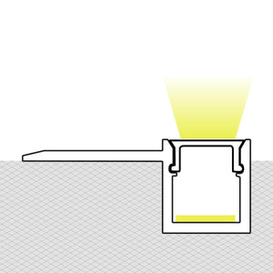 Perfil tira LED integración / trimless - Una aleta - 10x13mm - Con difusor - 2 metros - Barcelona Led-