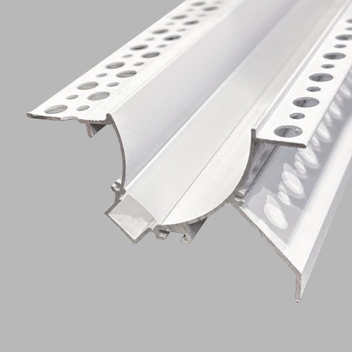 Προφίλ LED γωνιακής ενσωμάτωσης / trimless - Εφέ wall washer - 48 x 80mm - Με διαχύτη - 2 μέτρα
