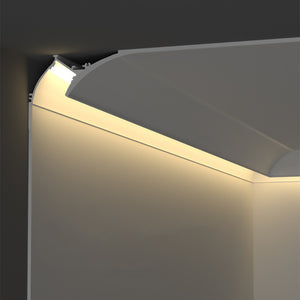 Perfil tira LED integración / trimless de esquina - Efecto bañador - 48 x 80mm - Con difusor - 2 metros (2)