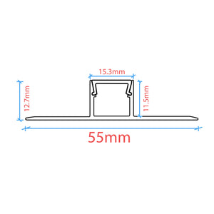 Perfil tira LED integración / trimless - 11x15mm - Con difusor - 2 metros (2)