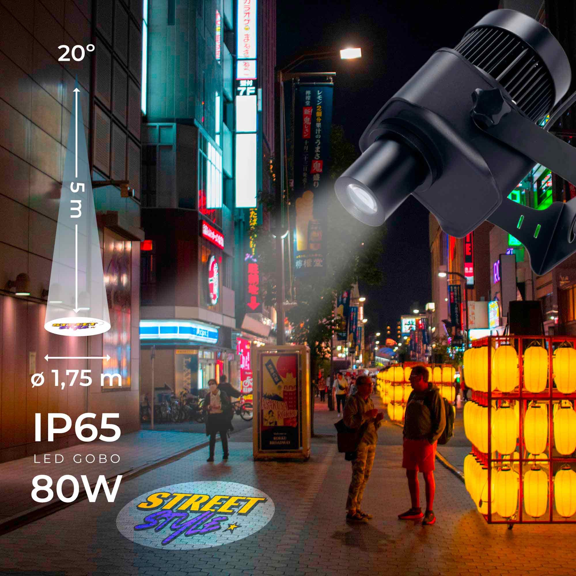 Proyector de logos LED GOBO 80W rotativo exterior - IP65 (1)