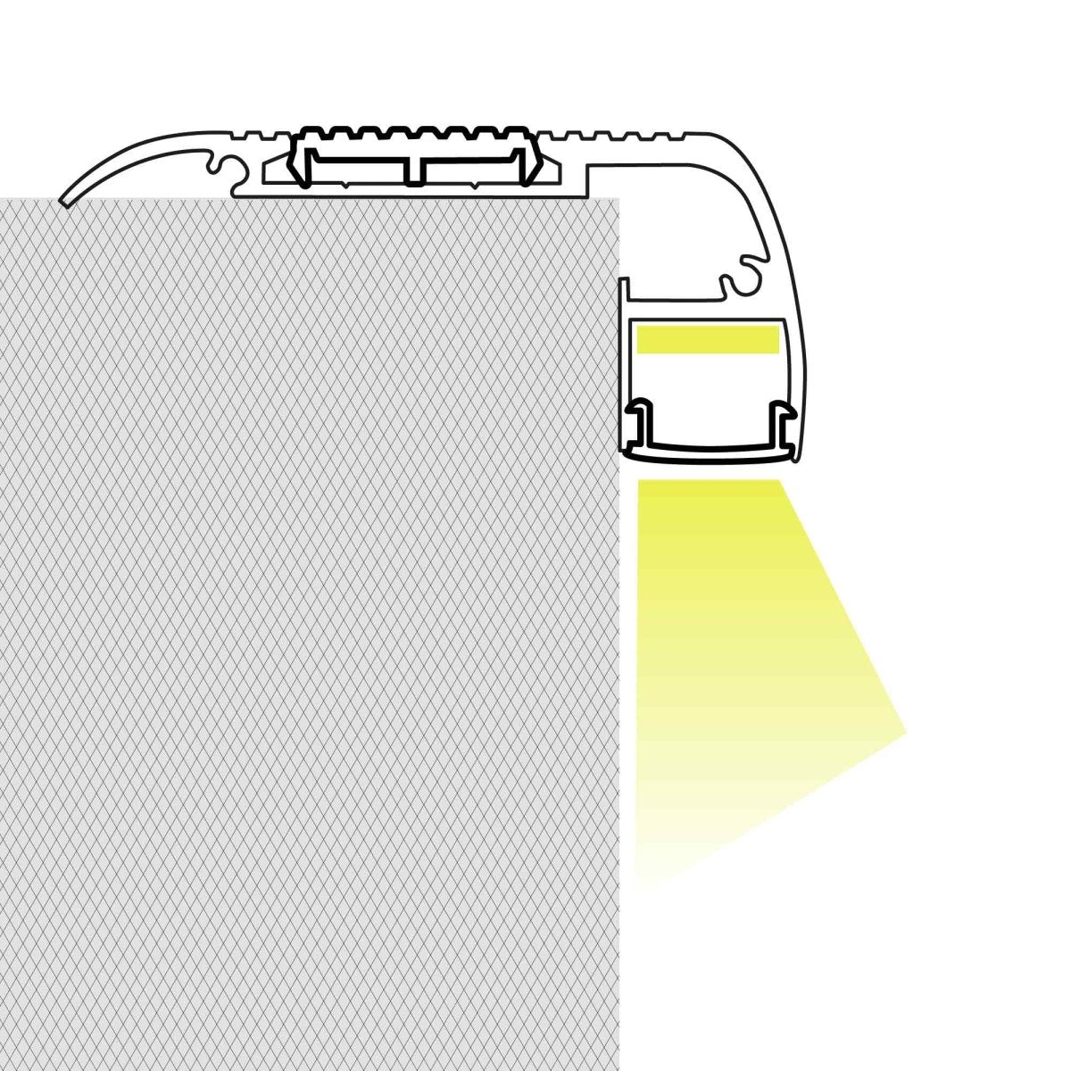 Perfil tira LED para escaleras - 27x63mm - Con difusor - 2 metros - Barcelona Led-