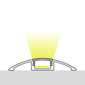 Profilo striscia LED da pavimento a mezzaluna - Superficie - 9x52mm - Con diffusore - 2 metri 2